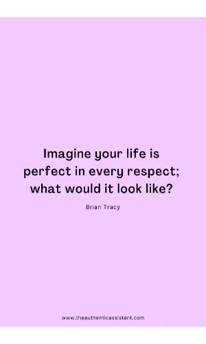 motivational quote. Imagine your life is perfect in every respect; what would it look like?