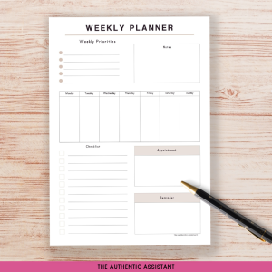A printable weekly Plan template.