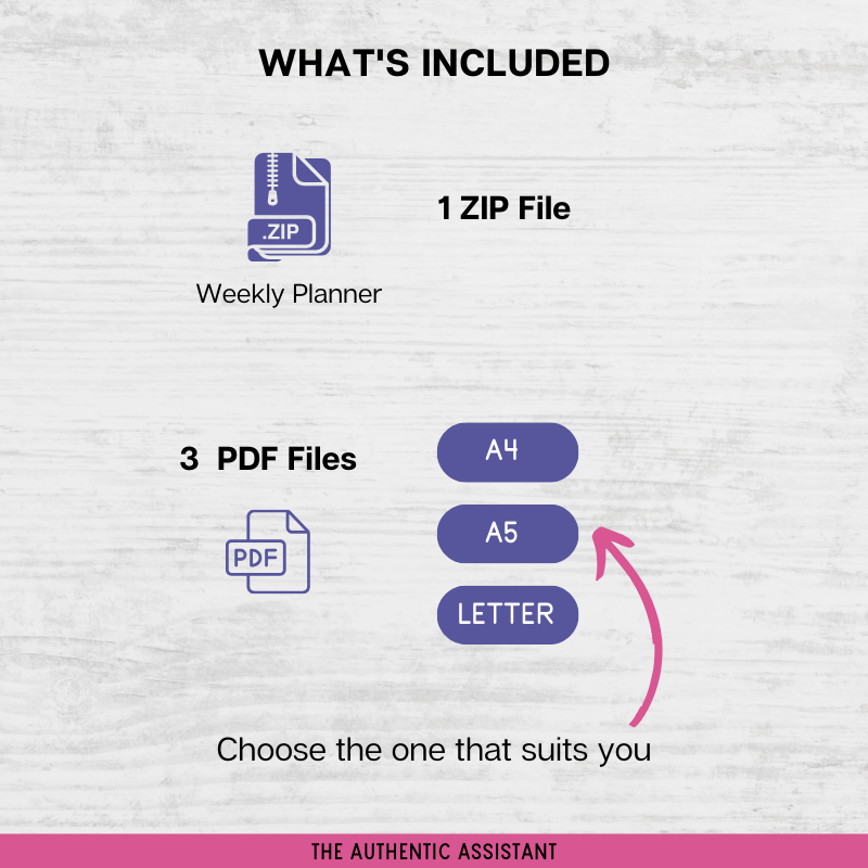 This listing includes 1 ZIP File with 3 PDF files. A4, A5 and Letter size.