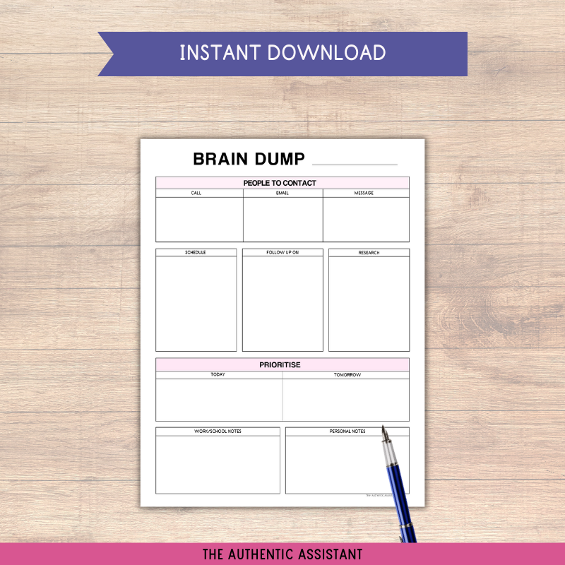 Brain dump printable template