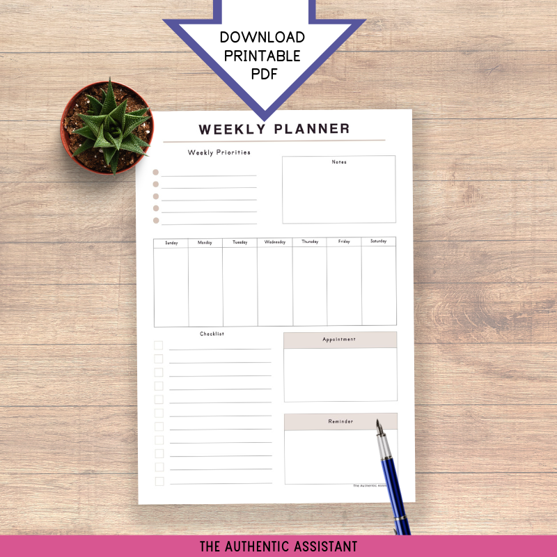 A printable weekly Plan template.