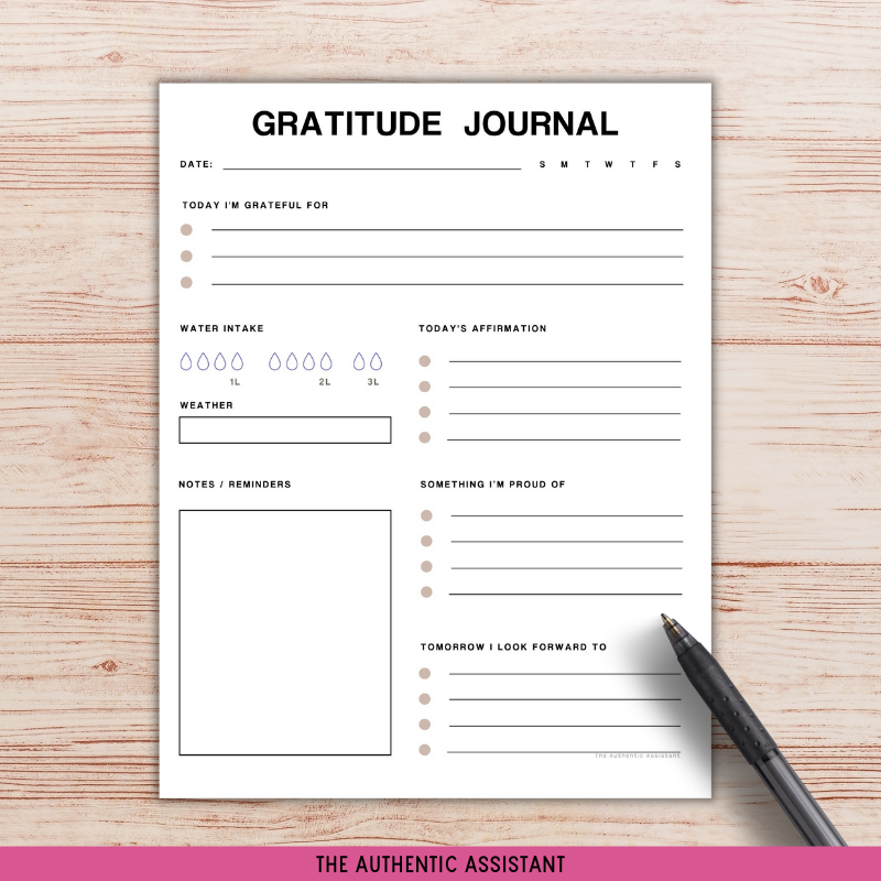 A printable gratitude journal template page.