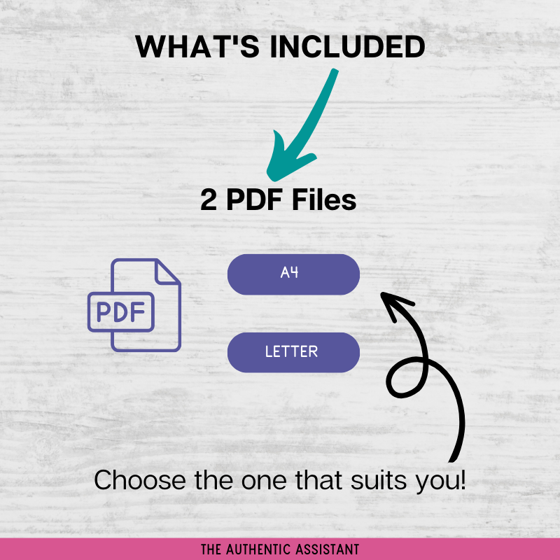 what is included. " PDF FILES A4 and US LETTER size