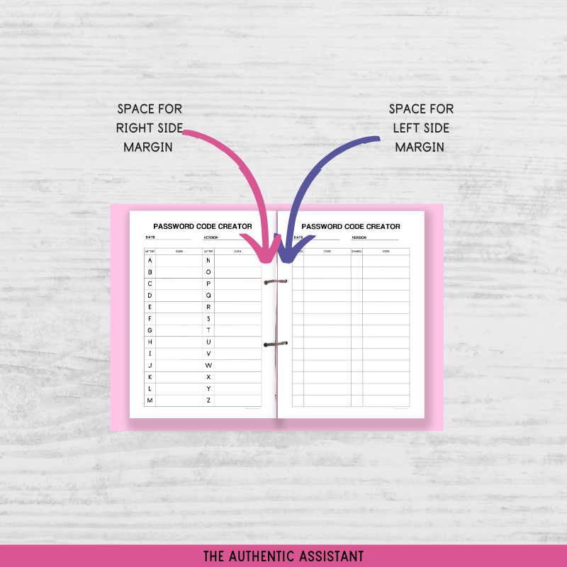 A printable password code creator template in 3 versions.