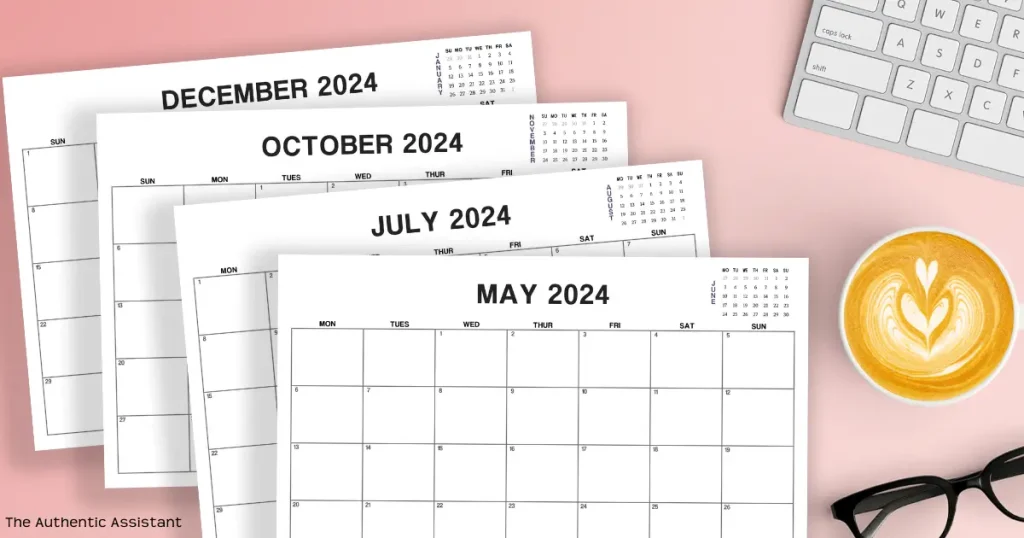 Minimalist 2024 monthly calendar. free printables. Click on the download link. No sign up necessary