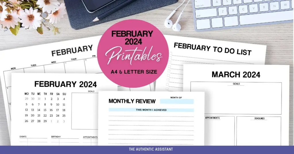 Free February 2024 printables. 4 different forms of calendars