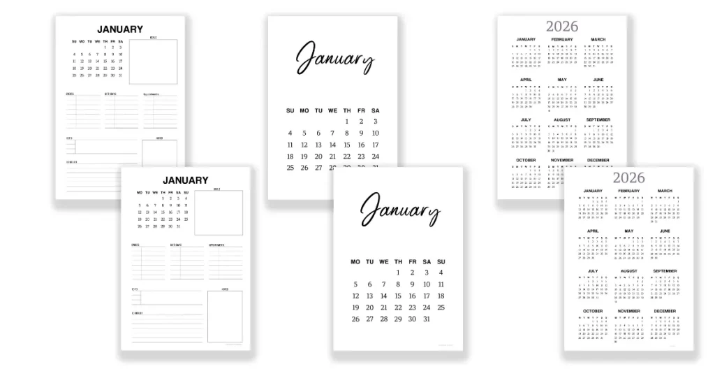 free 20206 monthly calendars in 6 formats