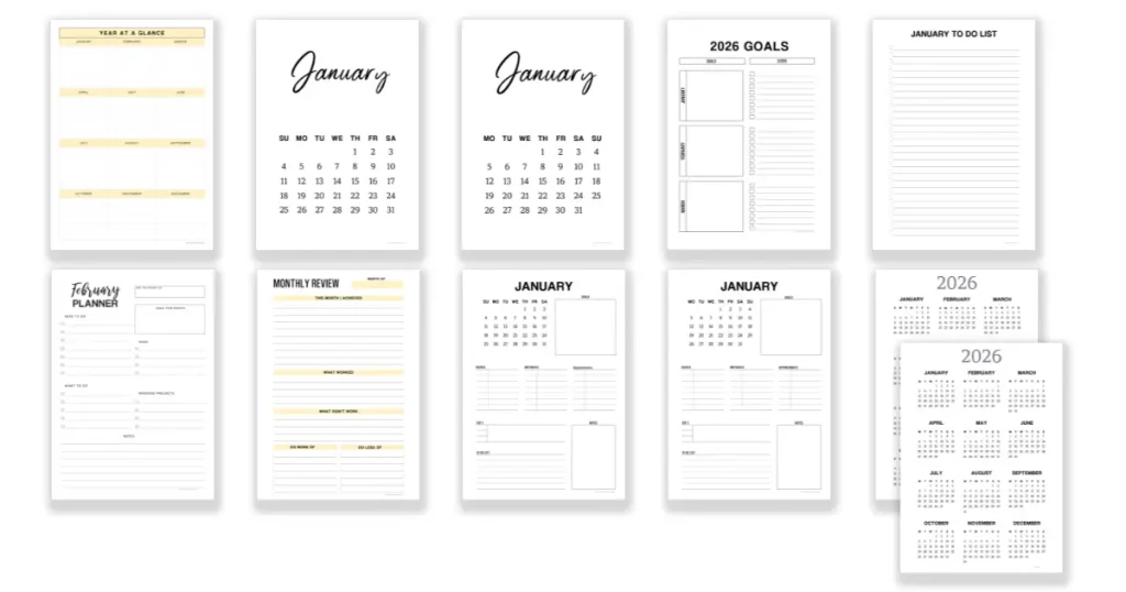 free january printable planners