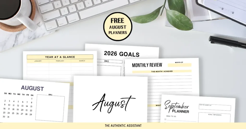 Free August printable planners